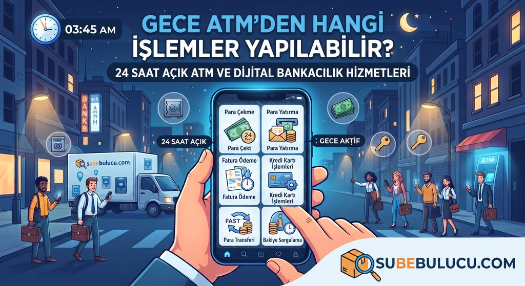 Gece Açık ATM Nasıl Bulunur? En Yakın 24 Saat Açık ATM Bulma Rehberi 3 Gece ATM'den Hangi İşlemler Yapılabilir